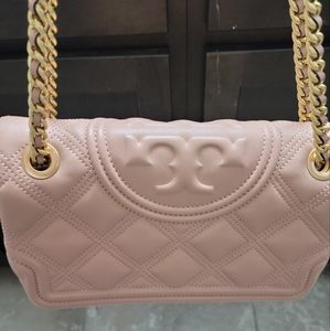 TB Fleming Lambskin Quilted Soft Leather Shoulder Bag